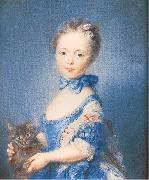 PERRONNEAU, Jean-Baptiste A Girl with a Kitten France oil painting reproduction
